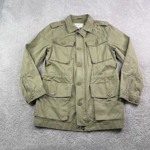 J Crew Jacket Womens Medium Tan Khaki Military Fatigue Parka Utility Cinch Waist